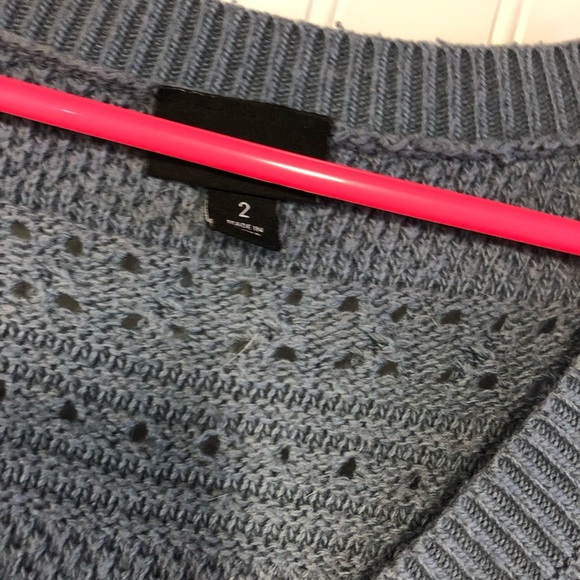 Torrid Blue/Gray 3/4 Sleeve Loose Knit Pointelle Sweater Size 2 2X VNeck - Picture 3 of 4